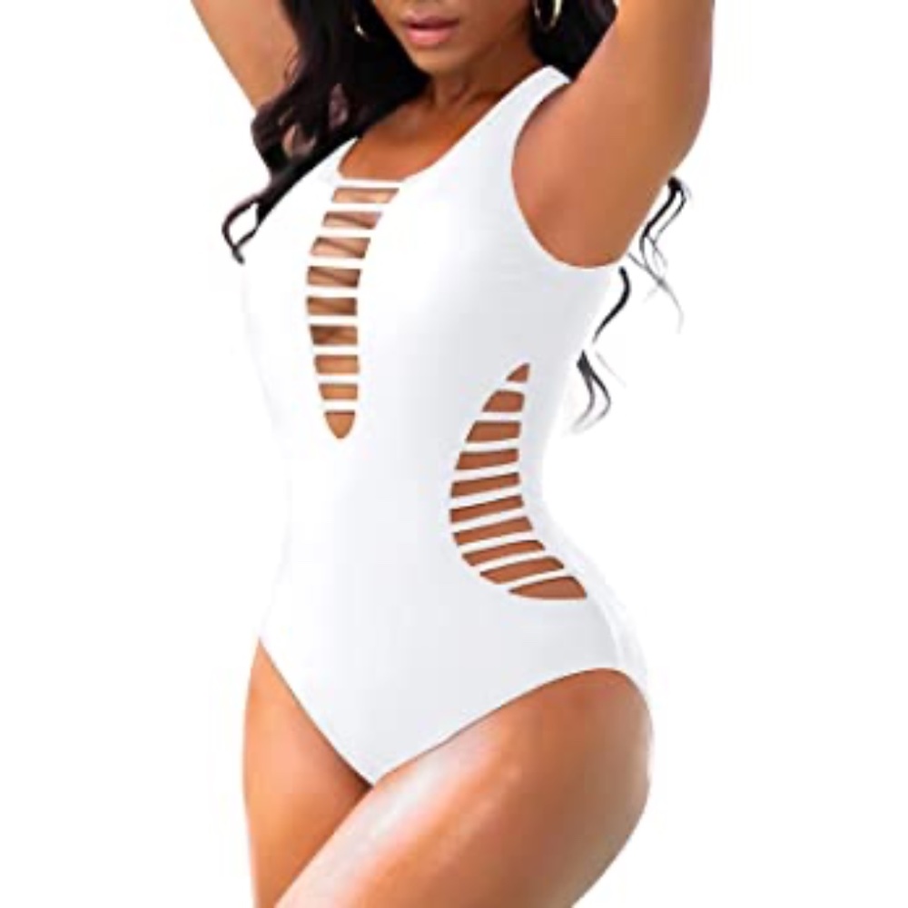 NEW NWT One Peice Cut out Swimsuit. White. Small